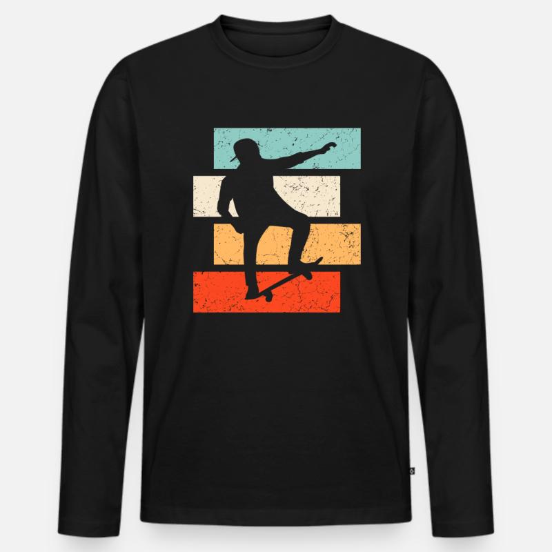 Skate Retro - Männer Premium Bio Langarmshirt - Schwarz