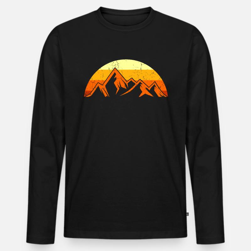 Berge Retro - Männer Premium Bio Langarmshirt - Schwarz