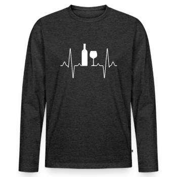 Wein Herzschlag - Männer Premium Bio Langarmshirt - Anthrazit meliert - Vorne - Nico (187cm)