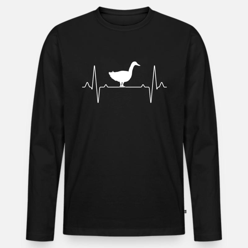 Gans Herzschlag - Männer Premium Bio Langarmshirt - Schwarz