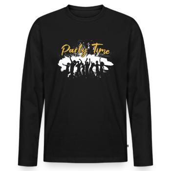 Heure de la fête - T-shirt manches longues Premium bio Homme - noir - Devant - Nico (187cm)