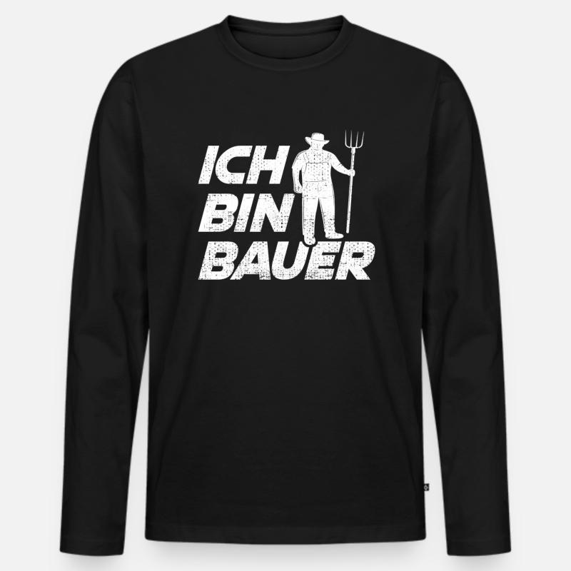Ich bin Bauer - Männer Premium Bio Langarmshirt - Schwarz