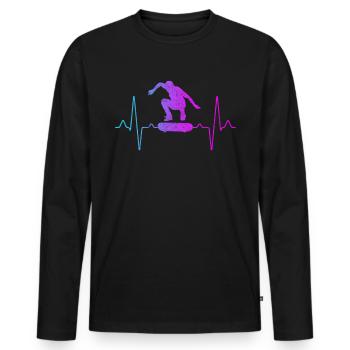 Skater Skate Heartbeat - T-shirt manches longues Premium bio Homme - noir - Devant - Nico (187cm)