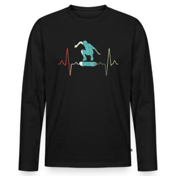 Skater Skate Heartbeat - T-shirt manches longues Premium bio Homme - noir - Devant - Nico (187cm)