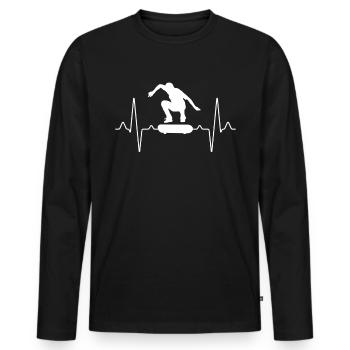 Skater Skate Heartbeat - T-shirt manches longues Premium bio Homme - noir - Devant - Nico (187cm)