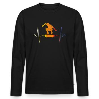 Skater Skate Heartbeat - T-shirt manches longues Premium bio Homme - noir - Devant - Nico (187cm)