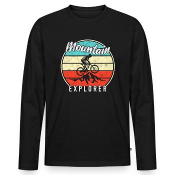Mountain Mountainbike Explorer - Männer Premium Bio Langarmshirt - Schwarz - Vorne - Nico (187cm)