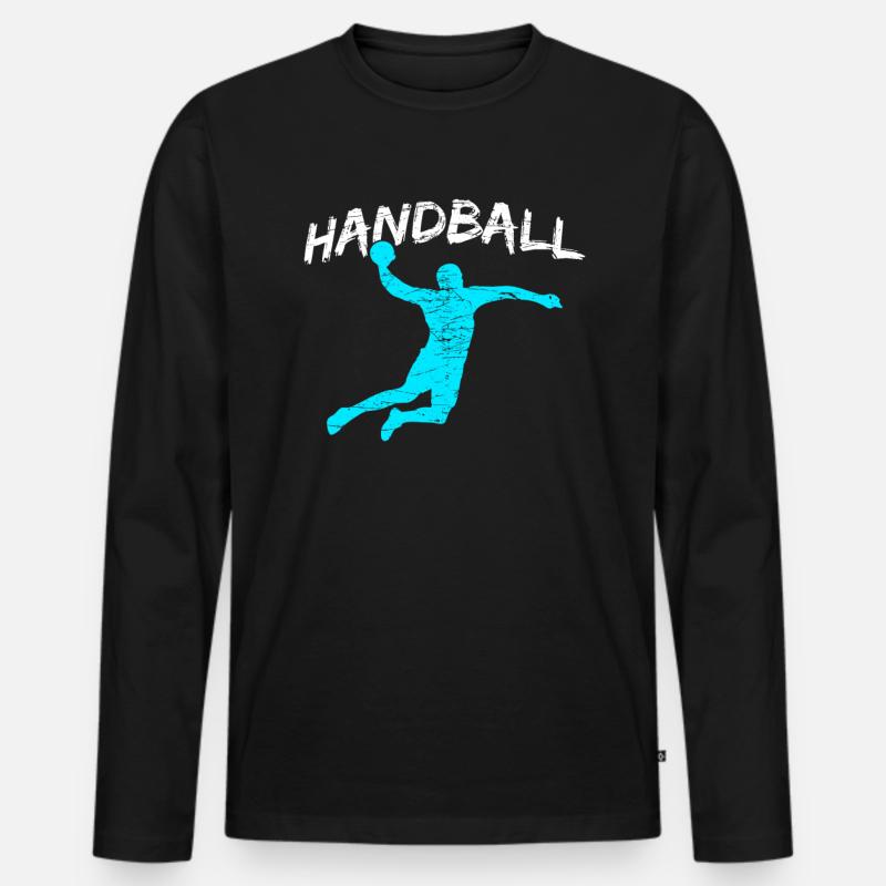Handball - Männer Premium Bio Langarmshirt - Schwarz