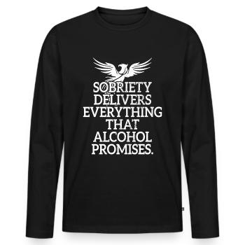 Sobriety Delivers Everything That Alcohol Promises - Men's Premium Organic Long Sleeve Shirt - black - Front - Nico (187cm)