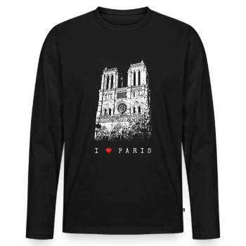 Notre Dame Paris Skyline France I Love Paris - Men's Premium Organic Long Sleeve Shirt - black - Front - Nico (187cm)