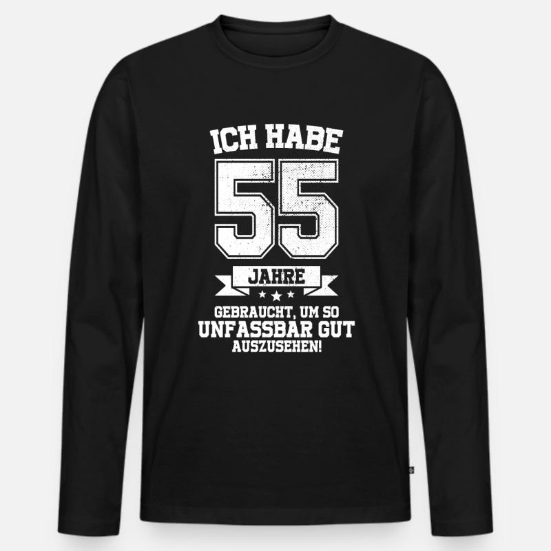 55. Geburtstag Habe 55 Jahre Gebraucht Geschenk - Männer Premium Bio Langarmshirt - Schwarz