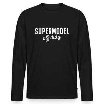 Supermodel In Zivil Top Model Off Duty JGA Kostüm - Männer Premium Bio Langarmshirt - Schwarz - Vorne - Nico (187cm)