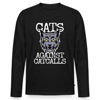 Cats Against Catcalls Katzen Catcalling Feministin - Männer Premium Bio Langarmshirt - Schwarz - Vorne - Nico (187cm)