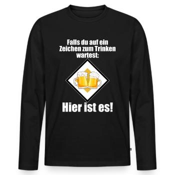 Zeichen Zum Trinken Saufshirt Mallorca Saufen Bier - Männer Premium Bio Langarmshirt - Schwarz - Vorne - Nico (187cm)