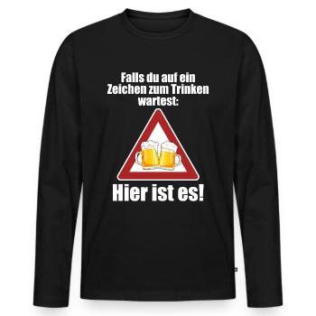 Zeichen Zum Trinken Saufshirt Mallorca Saufen Bier - Männer Premium Bio Langarmshirt - Schwarz - Vorne - Nico (187cm)