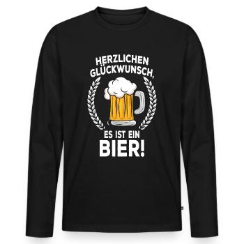 Bierbauch Schwangerschaft Vater Schwanger Bier - Männer Premium Bio Langarmshirt - Schwarz - Vorne - Nico (187cm)
