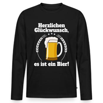 Bierbauch Schwangerschaft Vater Schwanger Bier - Männer Premium Bio Langarmshirt - Schwarz - Vorne - Nico (187cm)