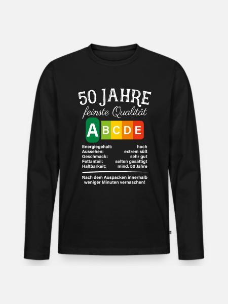 50 Jahre Feinste Qualität Geschenk 50. Geburtstag - Männer Premium Bio Langarmshirt - Schwarz