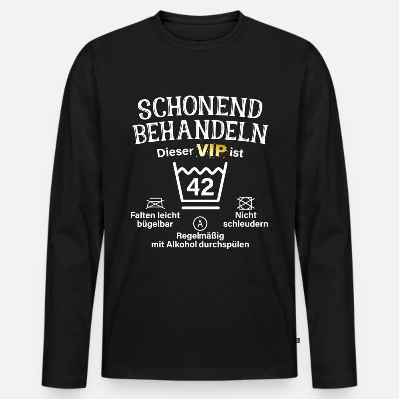 42. Geburtstag Schonend Behandeln 42 VIP ist 42 - Männer Premium Bio Langarmshirt - Schwarz