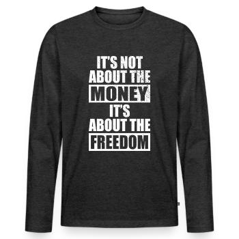 Unternehmer Freiheit Aktien ETF It's About Freedom - Männer Premium Bio Langarmshirt - Anthrazit meliert - Vorne - Nico (187cm)
