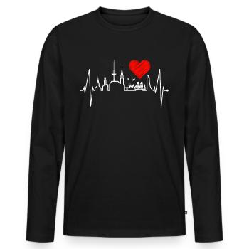 Kiel Skyline Heartbeat Fan Heart Love Love Kieler - Men's Premium Organic Long Sleeve Shirt - black - Front - Nico (187cm)