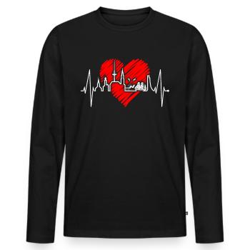 Kiel Skyline Heartbeat Fan Heart Love Love Kieler - Men's Premium Organic Long Sleeve Shirt - black - Front - Nico (187cm)
