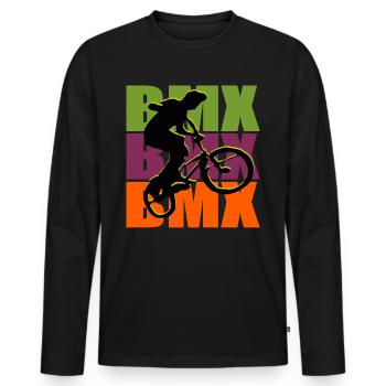 BMX Bike - Männer Premium Bio Langarmshirt - Schwarz - Vorne - Nico (187cm)