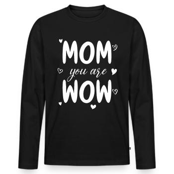 Maman tu es Wow Maman Tu es Wow Maman Fête des Mères - T-shirt manches longues Premium bio Homme - noir - Devant - Nico (187cm)