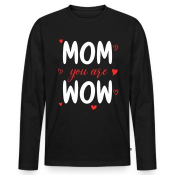 Maman tu es Wow Maman Tu es Wow Maman Fête des Mères - T-shirt manches longues Premium bio Homme - noir - Devant - Nico (187cm)