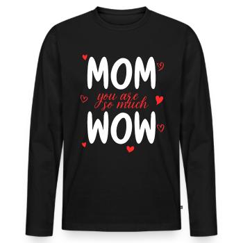 Maman tu es Wow Maman Tu es Wow Maman Fête des Mères - T-shirt manches longues Premium bio Homme - noir - Devant - Nico (187cm)