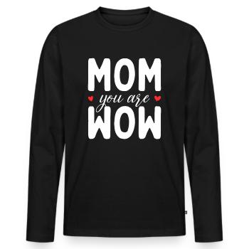 Maman tu es Wow Maman Tu es Wow Maman Fête des Mères - T-shirt manches longues Premium bio Homme - noir - Devant - Nico (187cm)