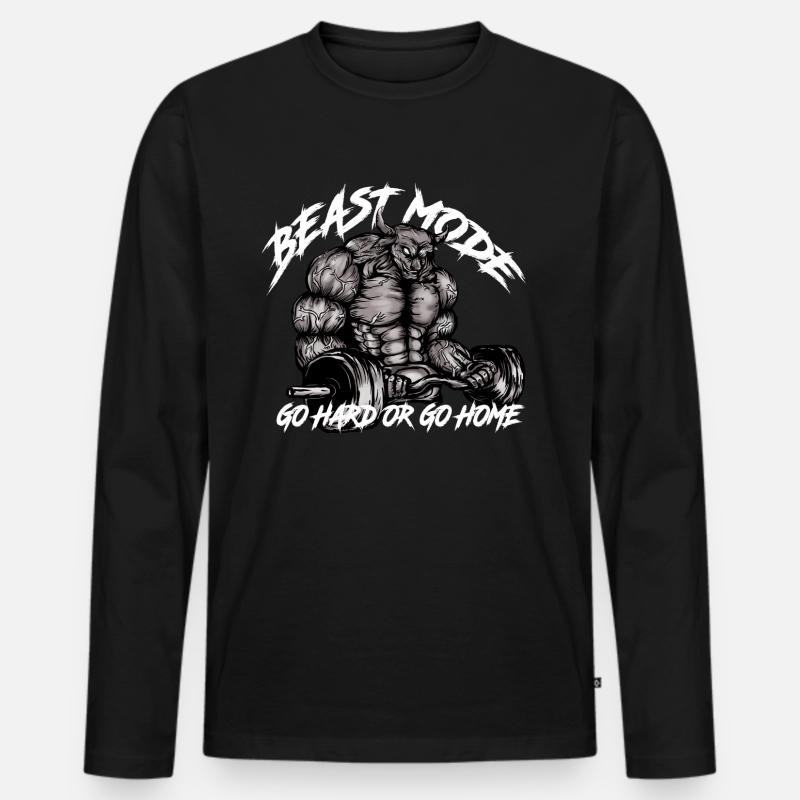Gym Bull - Beast Mode - Männer Premium Bio Langarmshirt - Schwarz
