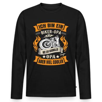 Biker Opa - Männer Premium Bio Langarmshirt - Schwarz - Vorne - Nico (187cm)