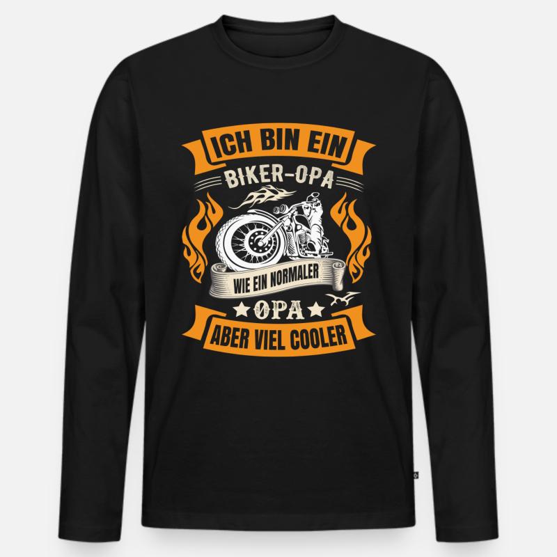 Biker Opa - Männer Premium Bio Langarmshirt - Schwarz