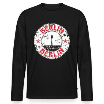 MIX - Deutschland Berlin - Motiv mit Turm in rot - Männer Premium Bio Langarmshirt - Schwarz - Vorne - Nico (187cm)