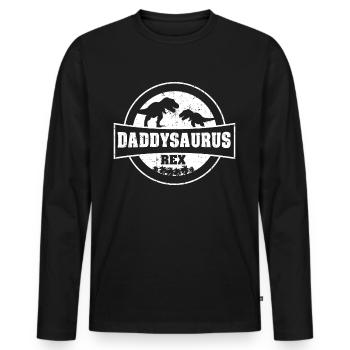 Daddysaurus Rex - Papa Geschenk Idee - Männer Premium Bio Langarmshirt - Schwarz - Vorne - Nico (187cm)