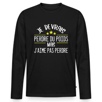 Je devrais perdre du poids, mais j'aime pas perdre - T-shirt manches longues Premium bio Homme - noir - Devant - Nico (187cm)