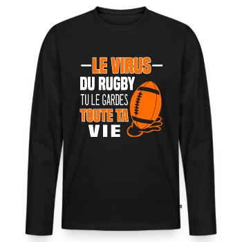 The Rugby virus you keep it all your life. Fan - Men's Premium Organic Long Sleeve Shirt - black - Front - Nico (187cm)