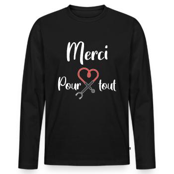 Merci aux infirmières. Période virus 2020. - T-shirt manches longues Premium bio Homme - noir - Devant - Nico (187cm)