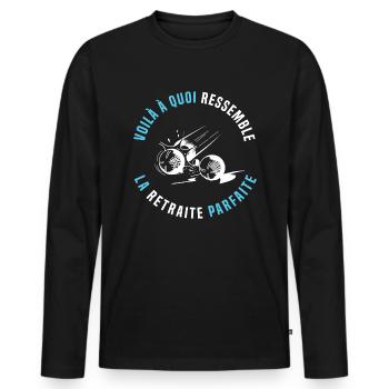 retraité passionné de pétanque. Humour sénior - T-shirt manches longues Premium bio Homme - noir - Devant - Nico (187cm)