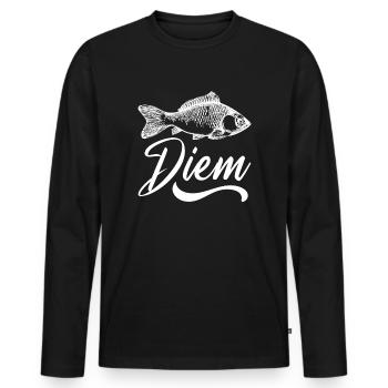 Carpe Diem. Humour pêche, jeu de mots pêcheur. - T-shirt manches longues Premium bio Homme - noir - Devant - Nico (187cm)
