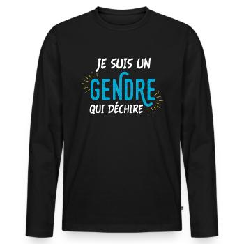 Je suis un gendre qui déchire humour famille - T-shirt manches longues Premium bio Homme - noir - Devant - Nico (187cm)