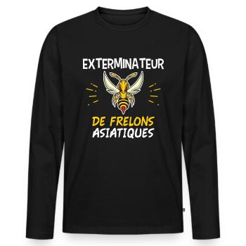 Exterminateur de frelons asiatiques Humour frelon - T-shirt manches longues Premium bio Homme - noir - Devant - Nico (187cm)