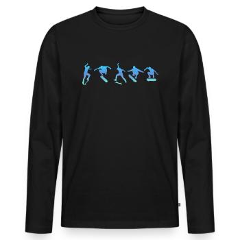 Skateboard, skateboard planche à roulette logo - T-shirt manches longues Premium bio Homme - noir - Devant - Nico (187cm)