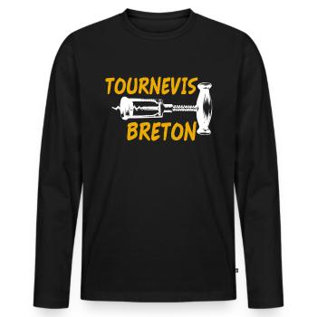 Tournevis breton, humour Bretagne, idée cadeau - T-shirt manches longues Premium bio Homme - noir - Devant - Nico (187cm)