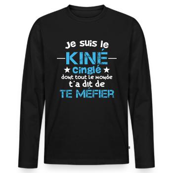 Je suis le kiné cinglé. humour kinésithérapeute - T-shirt manches longues Premium bio Homme - noir - Devant - Nico (187cm)
