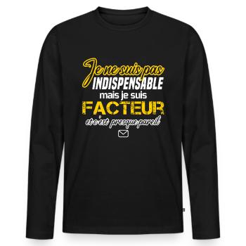 Humour métier facteur, idée cadeau homme. Drôles - T-shirt manches longues Premium bio Homme - noir - Devant - Nico (187cm)