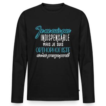 Orthophoniste métier humour, idée cadeau travail - T-shirt manches longues Premium bio Homme - noir - Devant - Nico (187cm)