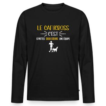 Canicross sport chien, idée cadeau sportifs humour - T-shirt manches longues Premium bio Homme - noir - Devant - Nico (187cm)