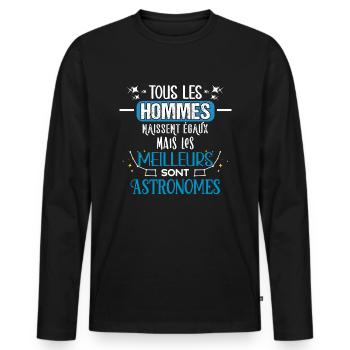 Astronomie idée cadeau astronome humour passion - T-shirt manches longues Premium bio Homme - noir - Devant - Nico (187cm)